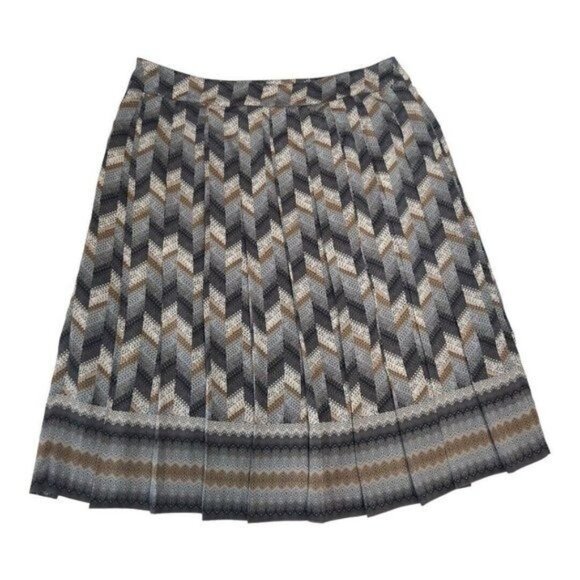 Talbots Women SZ 14 Multicolored Pleated Chevron Print Skirt Midi Length Casual - Picture 9 of 9